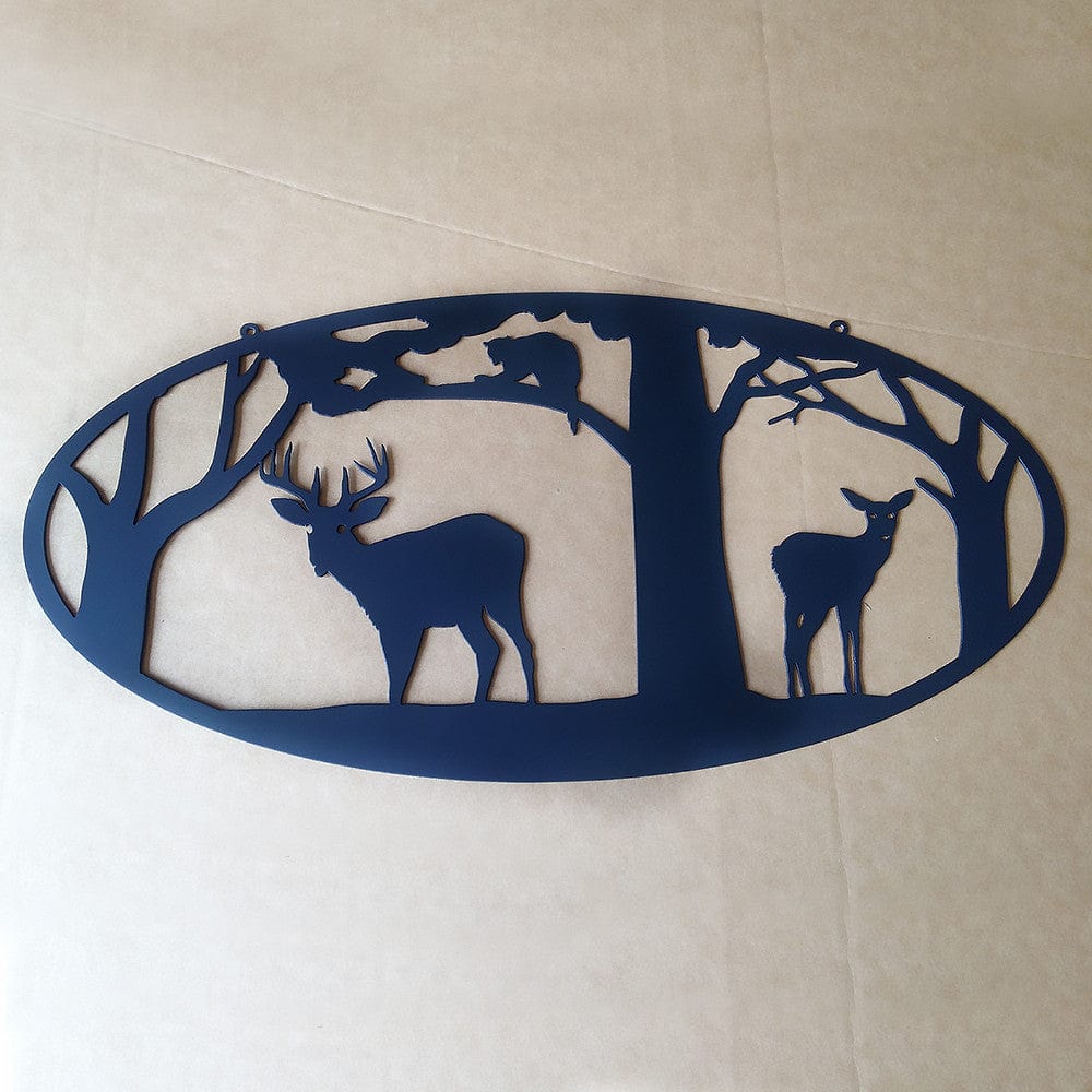 Rusty Rooster Fabrication & Design Deer with Trees and Coon Metal Wall Art (N4)