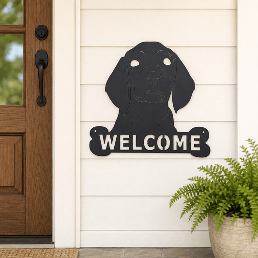 Rusty Rooster Fabrication & Design Dog Welcome Metal Wall Art (C0)