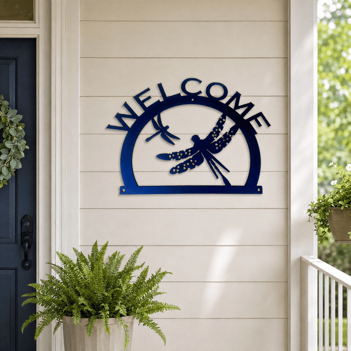 Rusty Rooster Fabrication & Design Dragonfly Welcome Metal Wall Art (I)