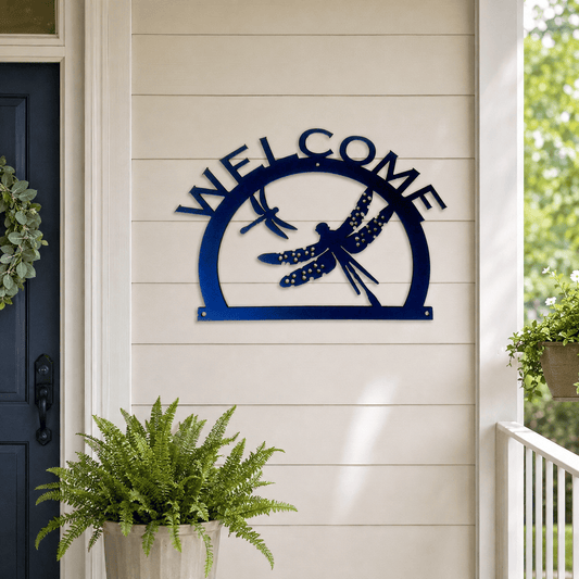 Rusty Rooster Fabrication & Design Dragonfly Welcome Metal Wall Art (I)