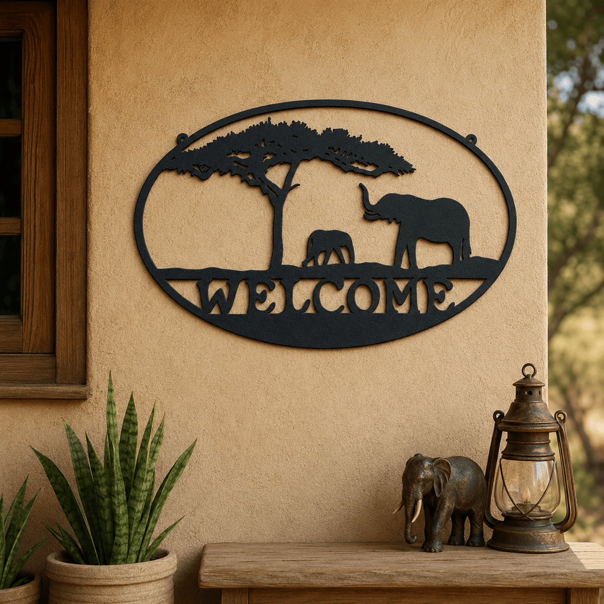 Rusty Rooster Fabrication & Design Elephant Welcome Metal Sign (M5)