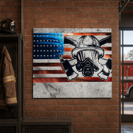 Rusty Rooster Fabrication & Design Firefighter American Flag Metal Wall Art – Firehouse Decor (A72)