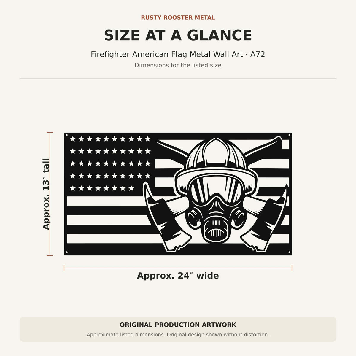 Rusty Rooster Fabrication & Design Firefighter American Flag Metal Wall Art – Firehouse Decor (A72)