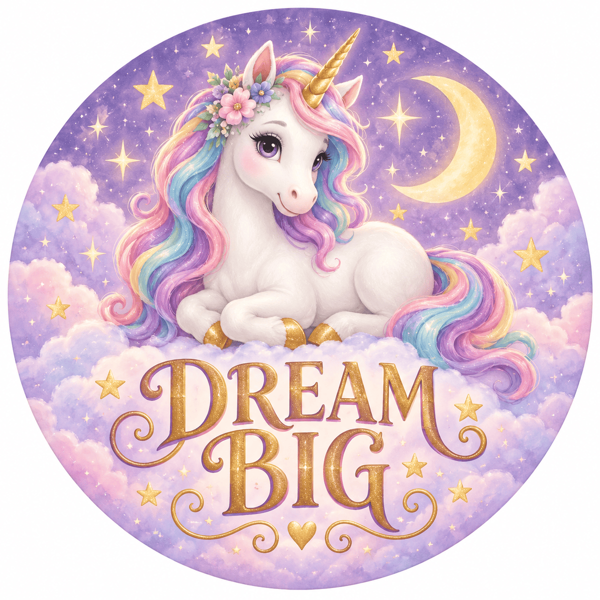 Rusty Rooster Fabrication & Design Full-Color Steel Sign Dream Big Unicorn Kids Round Steel Sign (Sub A34)