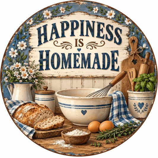 Rusty Rooster Fabrication & Design Full-Color Steel Sign Happiness Is Homemade Round Steel Sign (Sub A78)