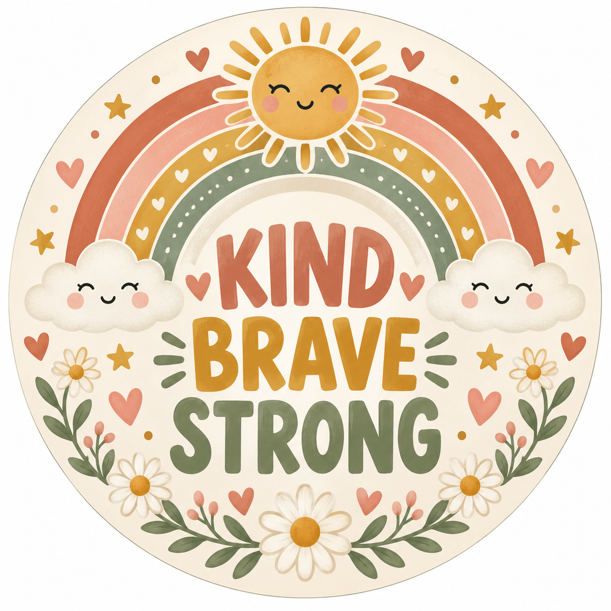 Rusty Rooster Fabrication & Design Full-Color Steel Sign Kind Brave Strong Rainbow Kids Round Steel Sign (Sub A37)