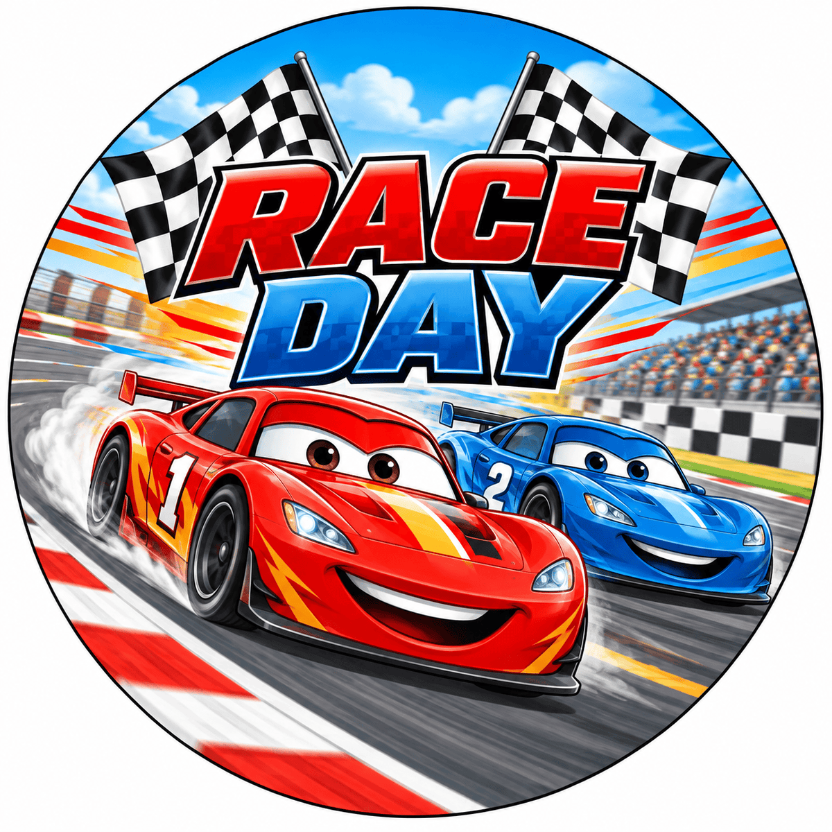 Rusty Rooster Fabrication & Design Full-Color Steel Sign Race Day Kids Round Steel Sign (Sub A27)