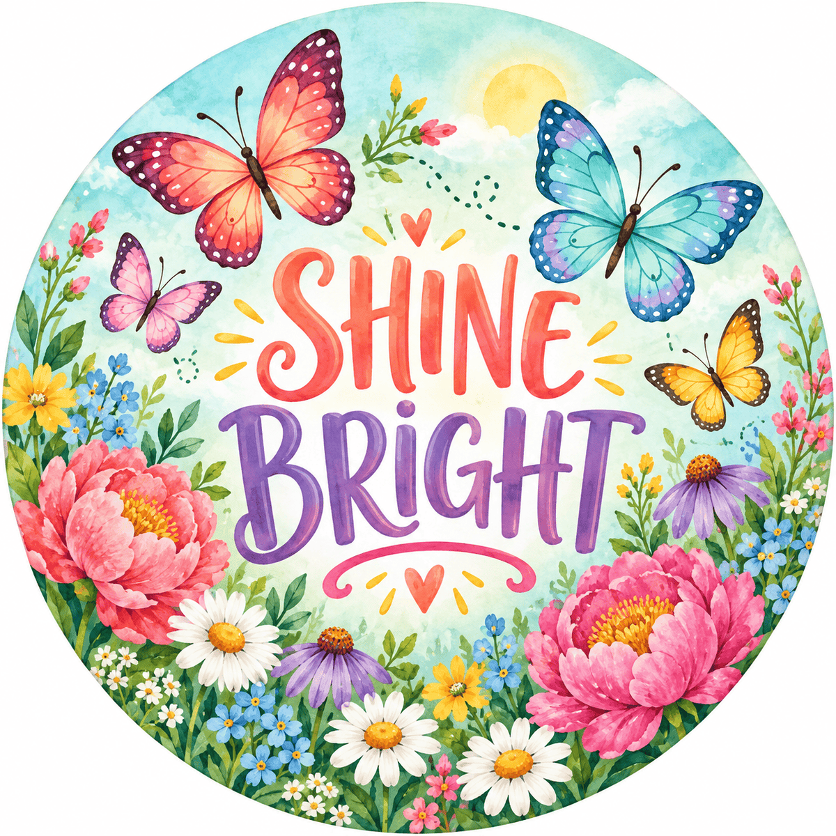 Rusty Rooster Fabrication & Design Full-Color Steel Sign Shine Bright Butterfly Kids Round Steel Sign (Sub A36)