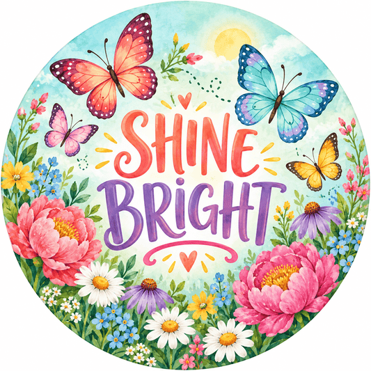 Rusty Rooster Fabrication & Design Full-Color Steel Sign Shine Bright Butterfly Kids Round Steel Sign (Sub A36)