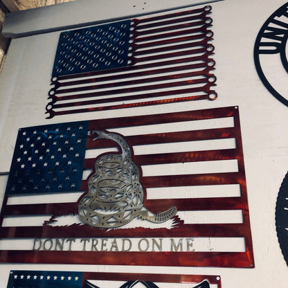 Rusty Rooster Fabrication & Design Gadsden Don't Tread On Me American Flag - Patriotic Metal Sign - Home Decor - Patriotic Decor - Gadsden Flag - Metal Art (A75)