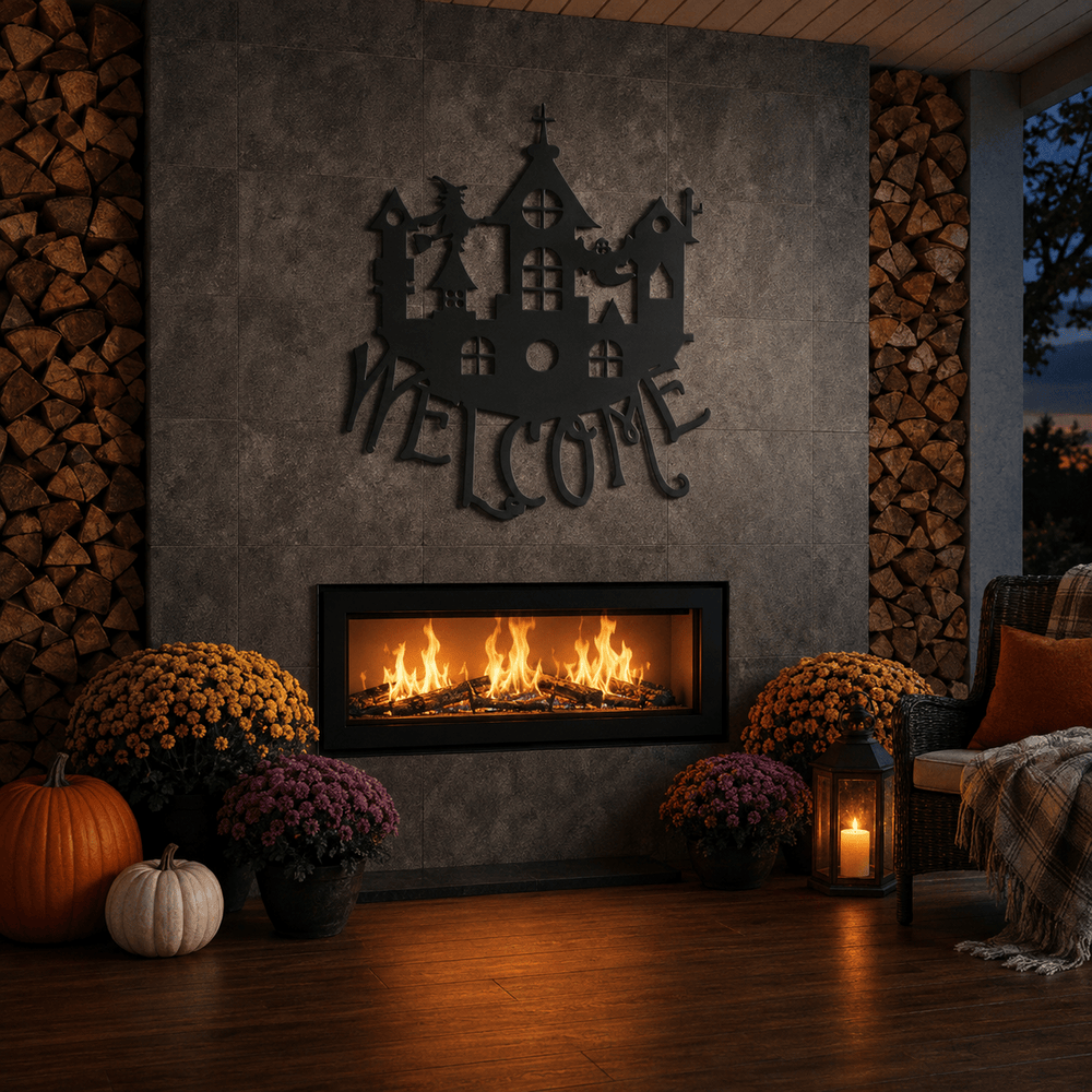 Rusty Rooster Fabrication & Design Halloween Castle Welcome Metal Sign (G39)