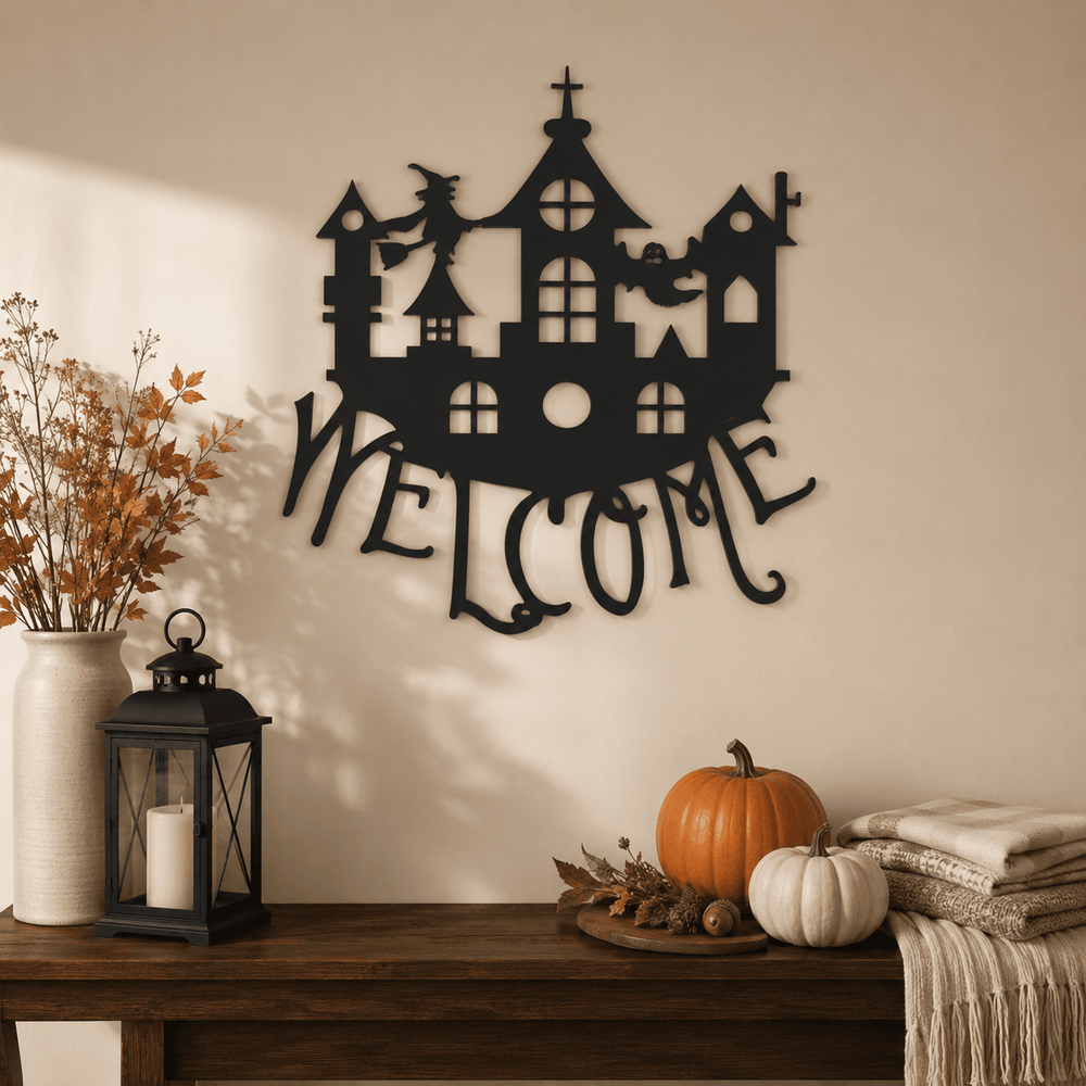 Rusty Rooster Fabrication & Design Halloween Castle Welcome Metal Sign (G39)