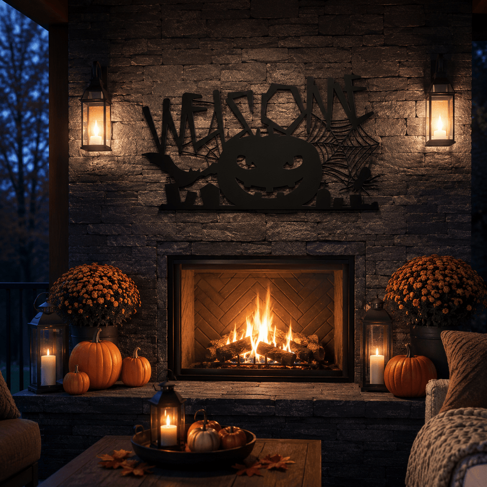 Rusty Rooster Fabrication & Design Halloween Pumpkin Welcome Metal Sign (G40)