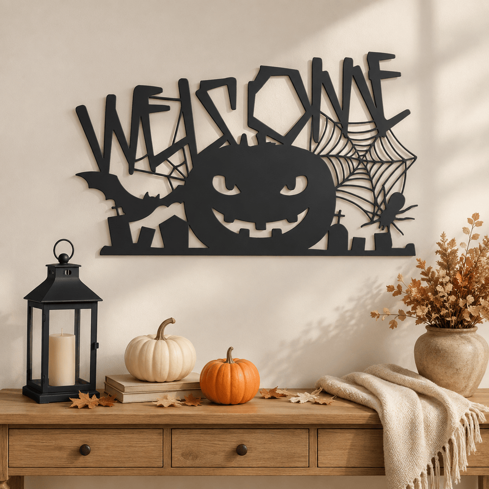 Rusty Rooster Fabrication & Design Halloween Pumpkin Welcome Metal Sign (G40)
