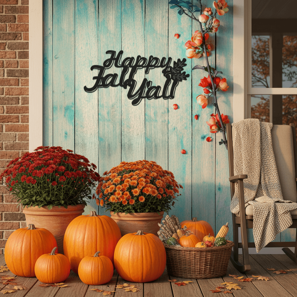 Rusty Rooster Fabrication & Design Happy Fall Y'all Metal Wall Art (G33)