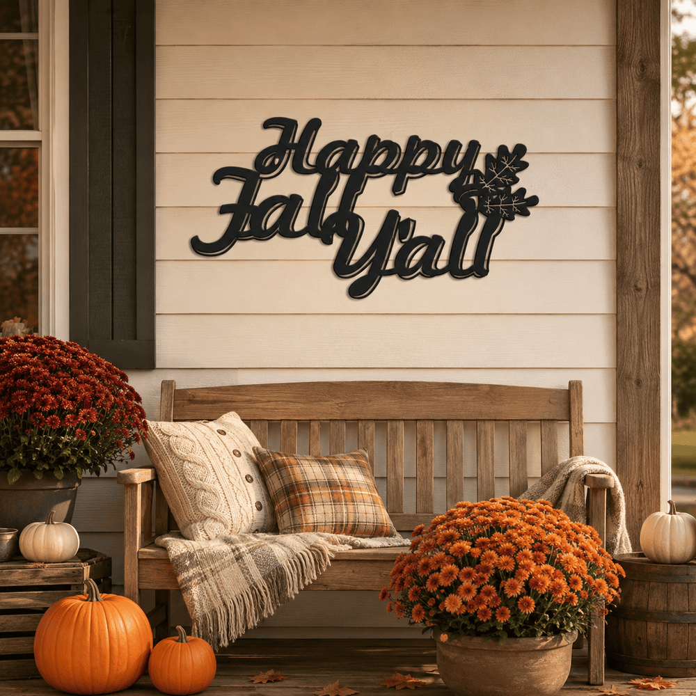 Rusty Rooster Fabrication & Design Happy Fall Y'all Metal Wall Sign (G33)