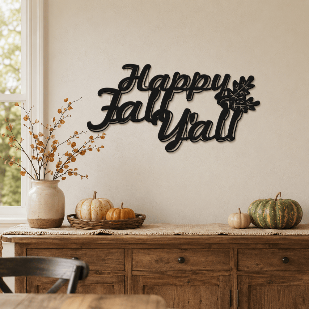 Rusty Rooster Fabrication & Design Happy Fall Y'all Metal Wall Sign (G33)