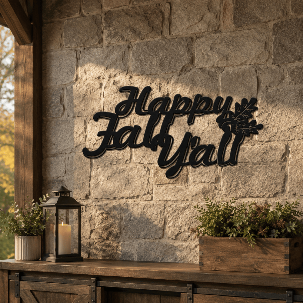 Rusty Rooster Fabrication & Design Happy Fall Y'all Metal Wall Sign (G33)