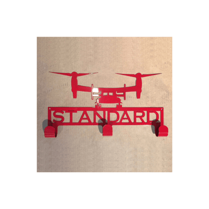 Rusty Rooster Fabrication & Design Hat / Coat Rack with V22 Osprey and Personalized Text Field 3 Hooks (M25)