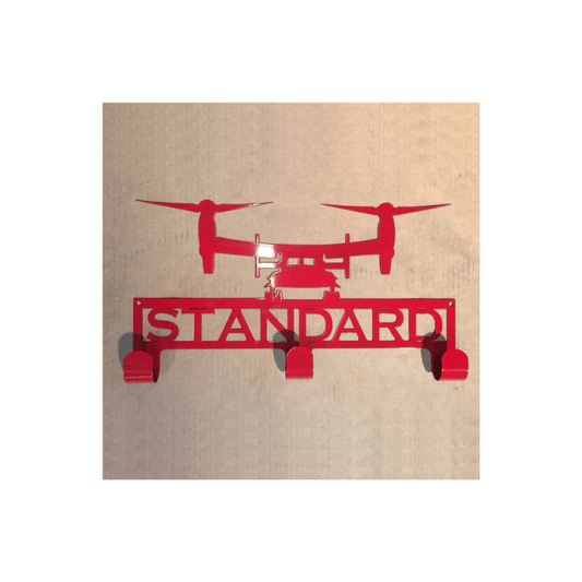 Rusty Rooster Fabrication & Design Hat / Coat Rack with V22 Osprey and Personalized Text Field 3 Hooks (M25)