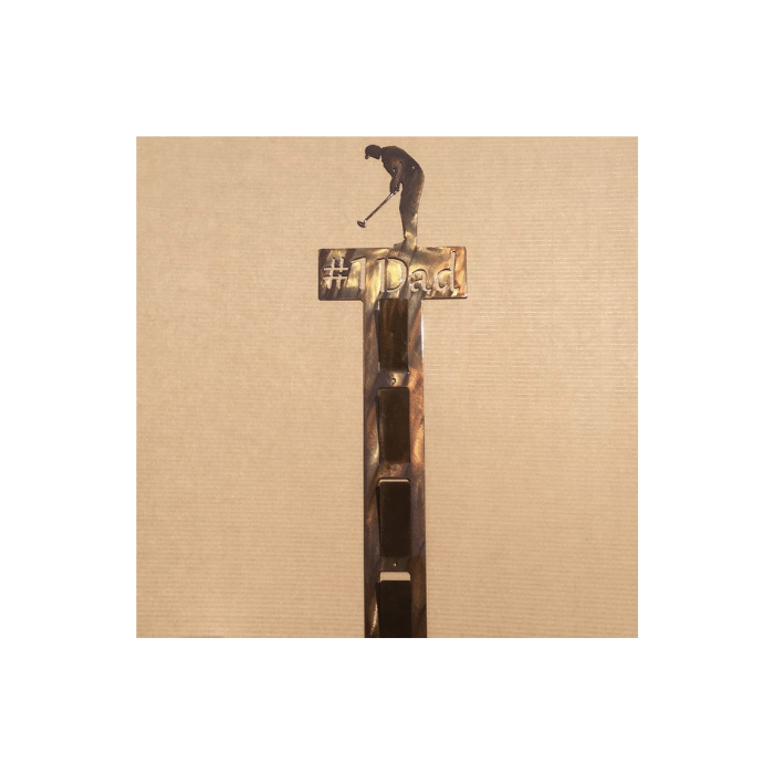 Rusty Rooster Fabrication & Design Hat Rack, Male Golfer with Personalized Text Field 4 hooks (P28)