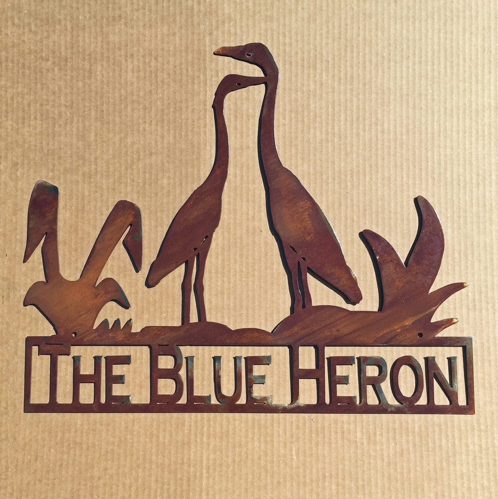 Rusty Rooster Fabrication & Design Heron Sign with Custom Text Field (X1)