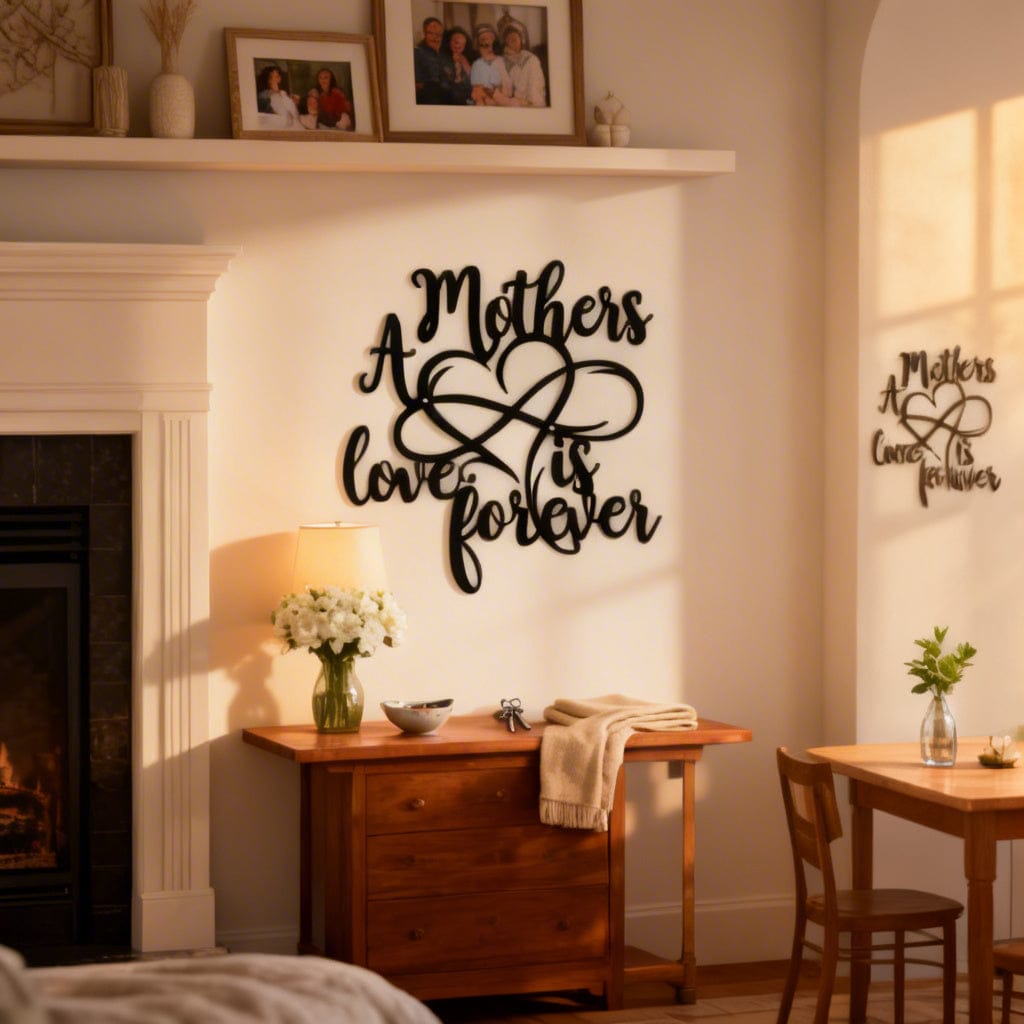 Rusty Rooster Fabrication & Design Home Decor A Mother’s Love Is Forever Metal Wall Sign – Heart Script Mother’s Day Gift, Rustic Home Decor (d64)