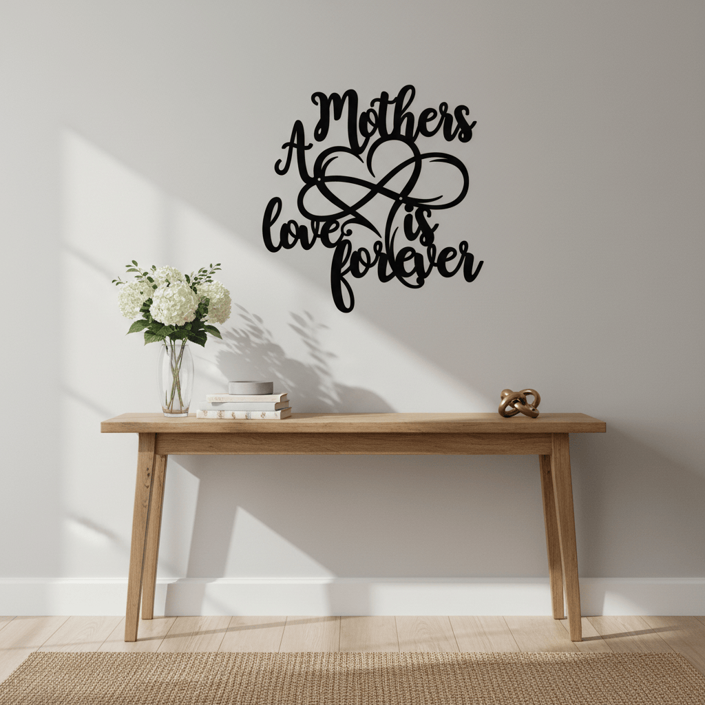 Rusty Rooster Fabrication & Design Home Decor A Mother’s Love Is Forever Metal Wall Sign – Heart Script Mother’s Day Gift, Rustic Home Decor (d64)