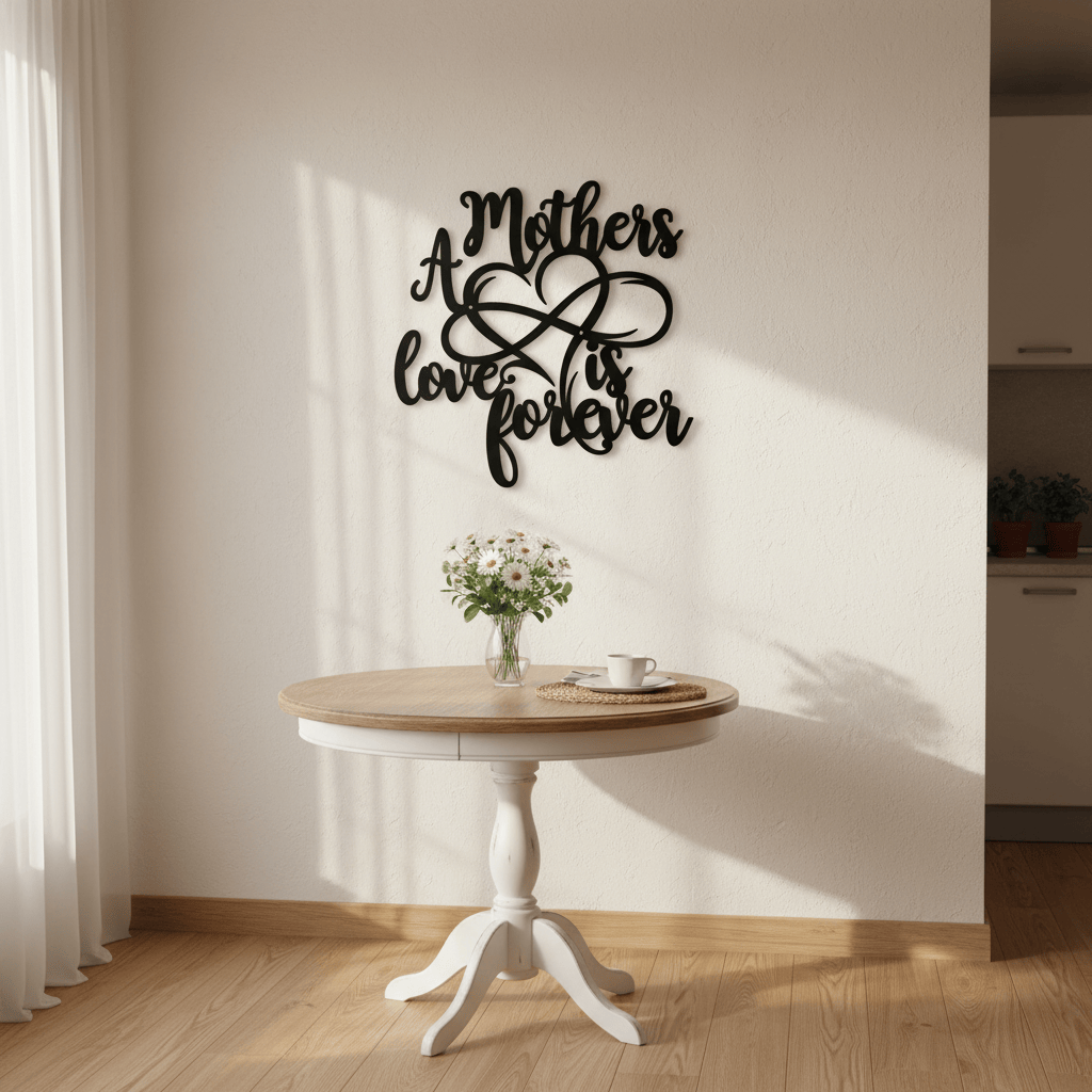 Rusty Rooster Fabrication & Design Home Decor A Mother’s Love Is Forever Metal Wall Sign – Heart Script Mother’s Day Gift, Rustic Home Decor (d64)
