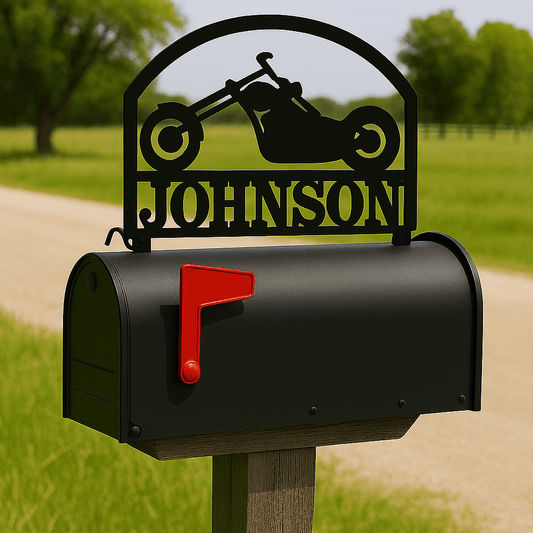 Rusty Rooster Fabrication & Design Home Decor Custom Chopper Mailbox Topper  Personalized Motorcycle Metal Sign  Outdoor Decor for Bikers (Z63)