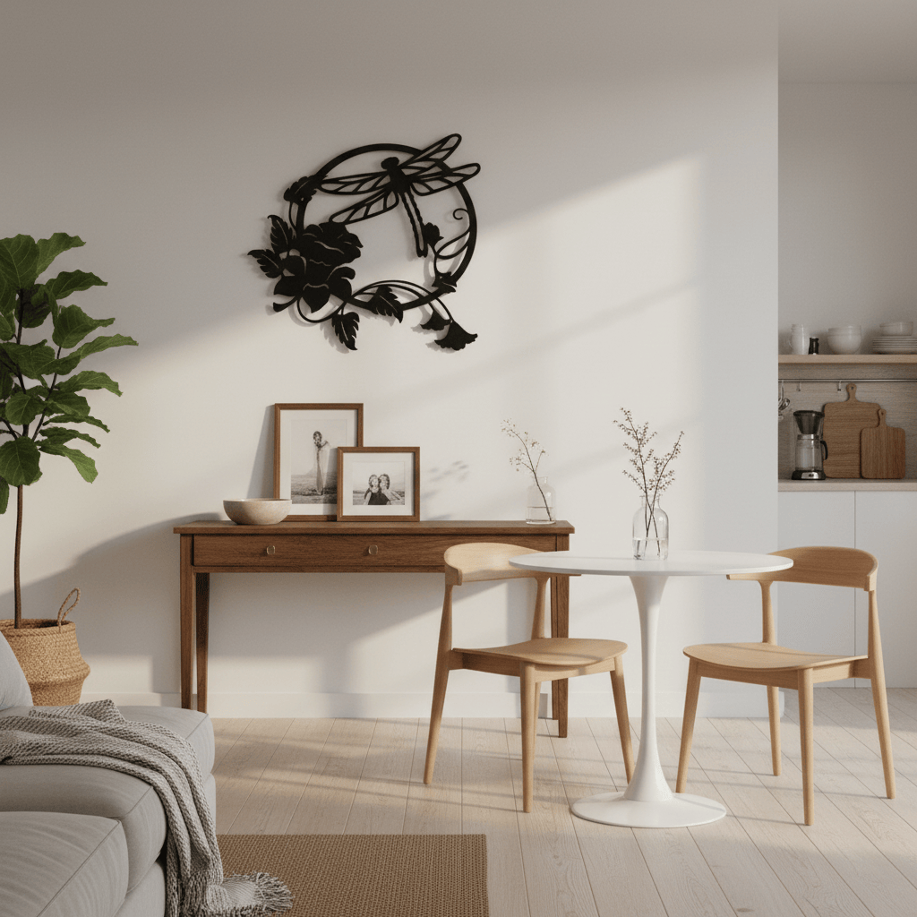 Rusty Rooster Fabrication & Design Home Decor Dragonfly & Flower Metal Wall Art – Rustic Handcrafted Home Accent (D61)