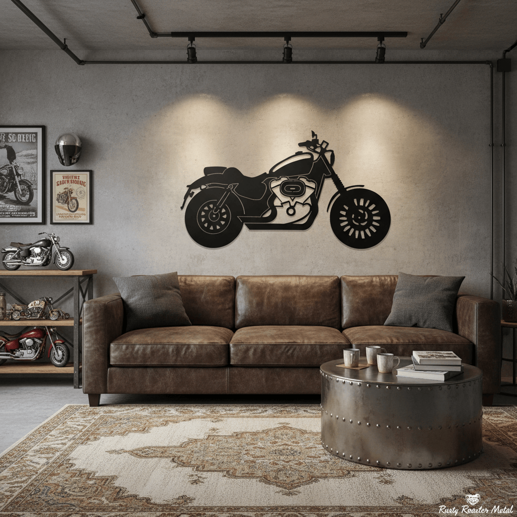 Rusty Rooster Fabrication & Design Home Decor Harley Nightster Metal Wall Art  – Custom Motorcycle Decor (D15)