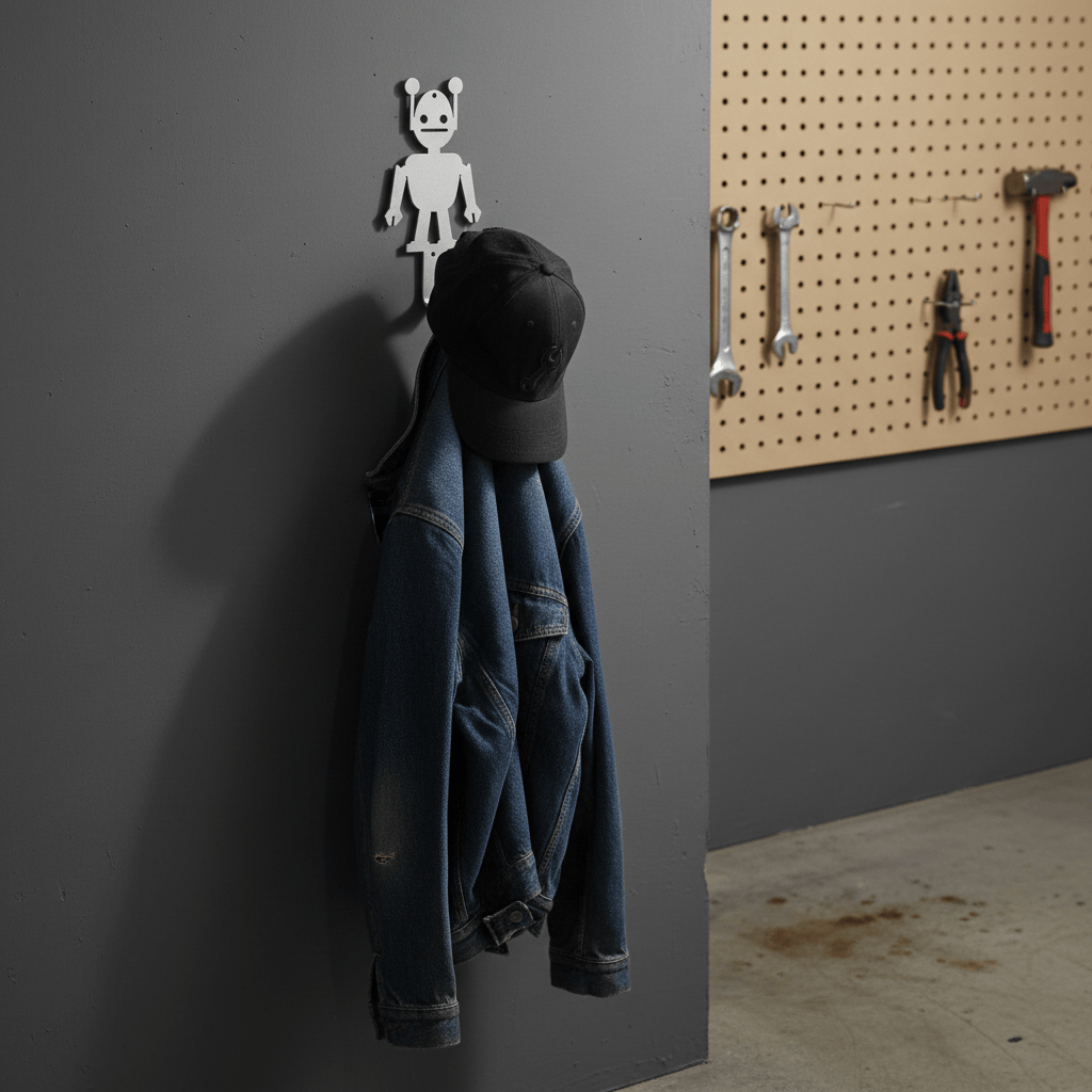 Rusty Rooster Fabrication & Design Home Decor Hat Rack Coat Rack Metal Hat Coat Rack with a Robot (G24)