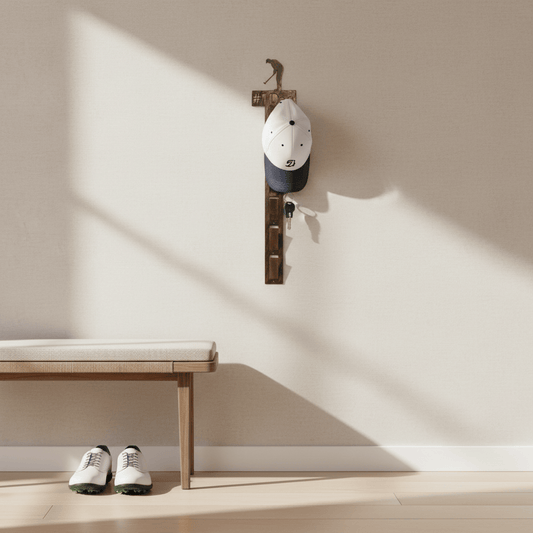 Rusty Rooster Fabrication & Design Home Decor Hat Rack, Male Golfer with Personalized Text Field 4 hooks (P28)