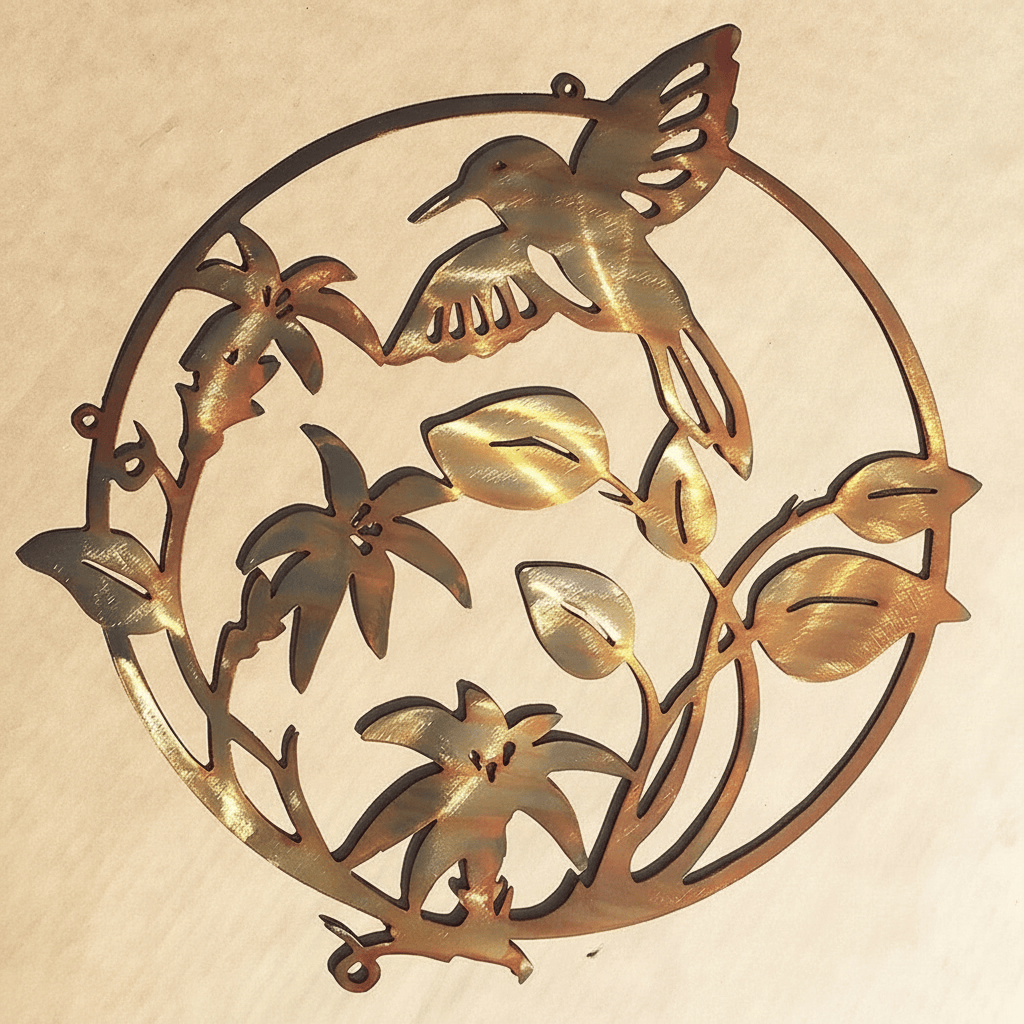 Rusty Rooster Fabrication & Design Home Decor Hummingbird Flower Metal Wall Art (D18)