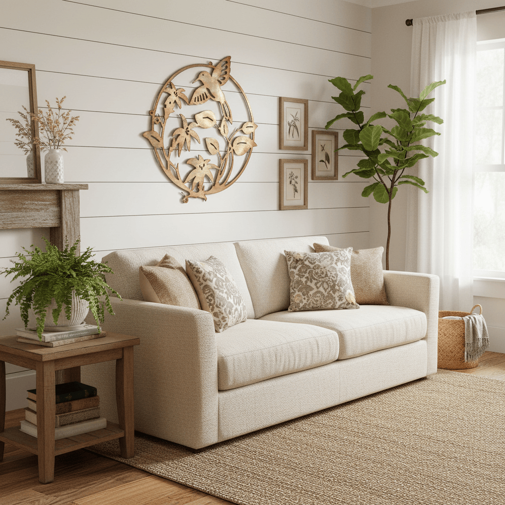 Rusty Rooster Fabrication & Design Home Decor Hummingbird Flower Metal Wall Art (D18)