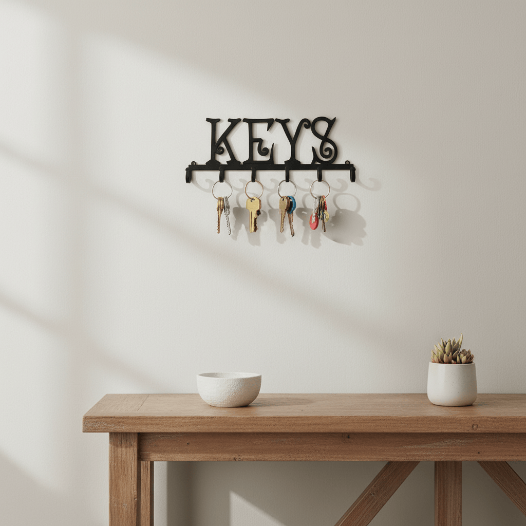 Rusty Rooster Fabrication & Design Home Decor Key Holder Metal 6 Hooks (J21)