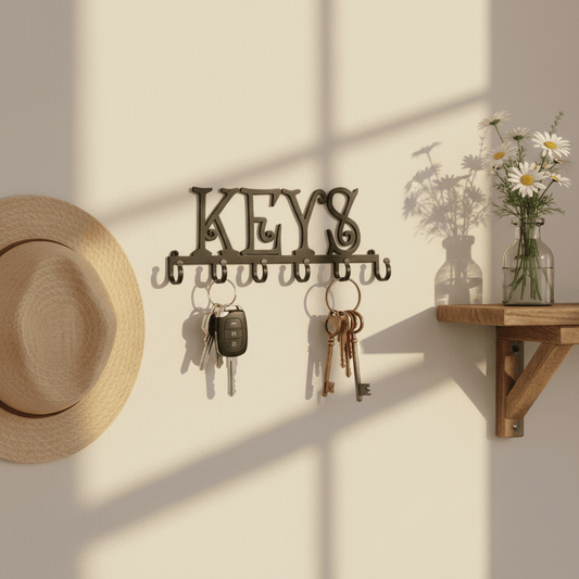 Rusty Rooster Fabrication & Design Home Decor Key Holder Metal 6 Hooks (J21)