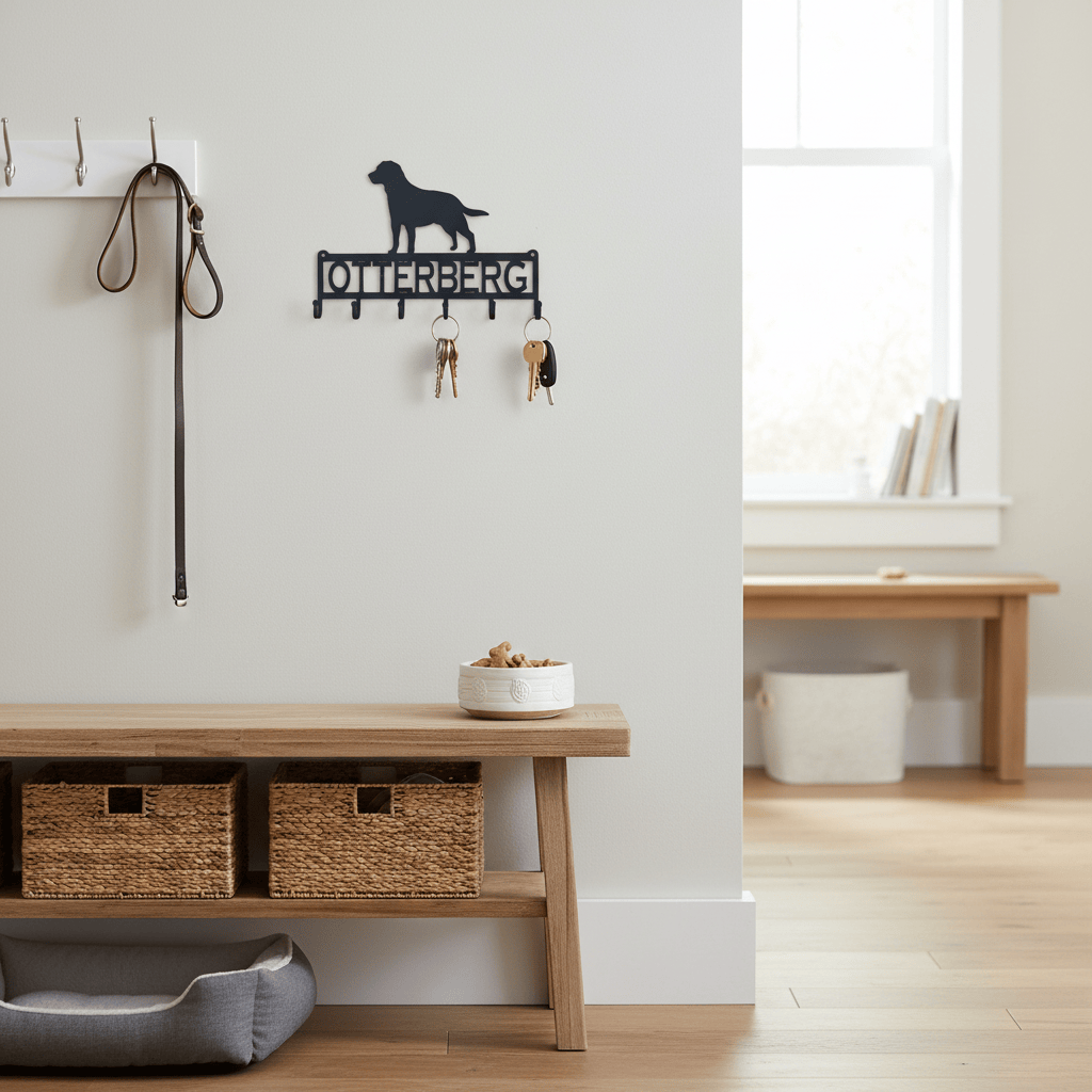 Rusty Rooster Fabrication & Design Home Decor Labrador Retriever Key Holder with Personalized Text Field - Organize Your Keys in Style - Rusty Rooster Metal (J25)