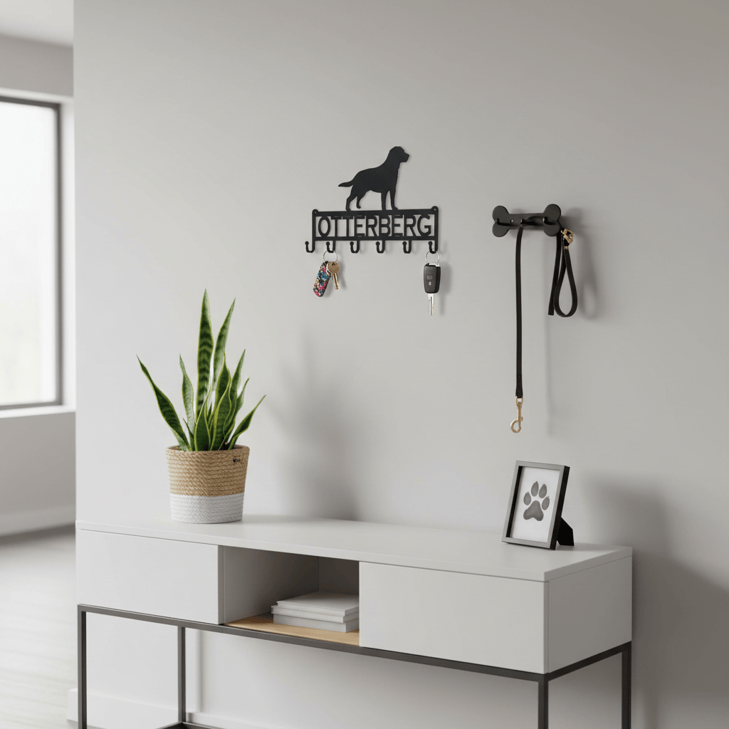 Rusty Rooster Fabrication & Design Home Decor Labrador Retriever Key Holder with Personalized Text Field - Organize Your Keys in Style - Rusty Rooster Metal (J25)
