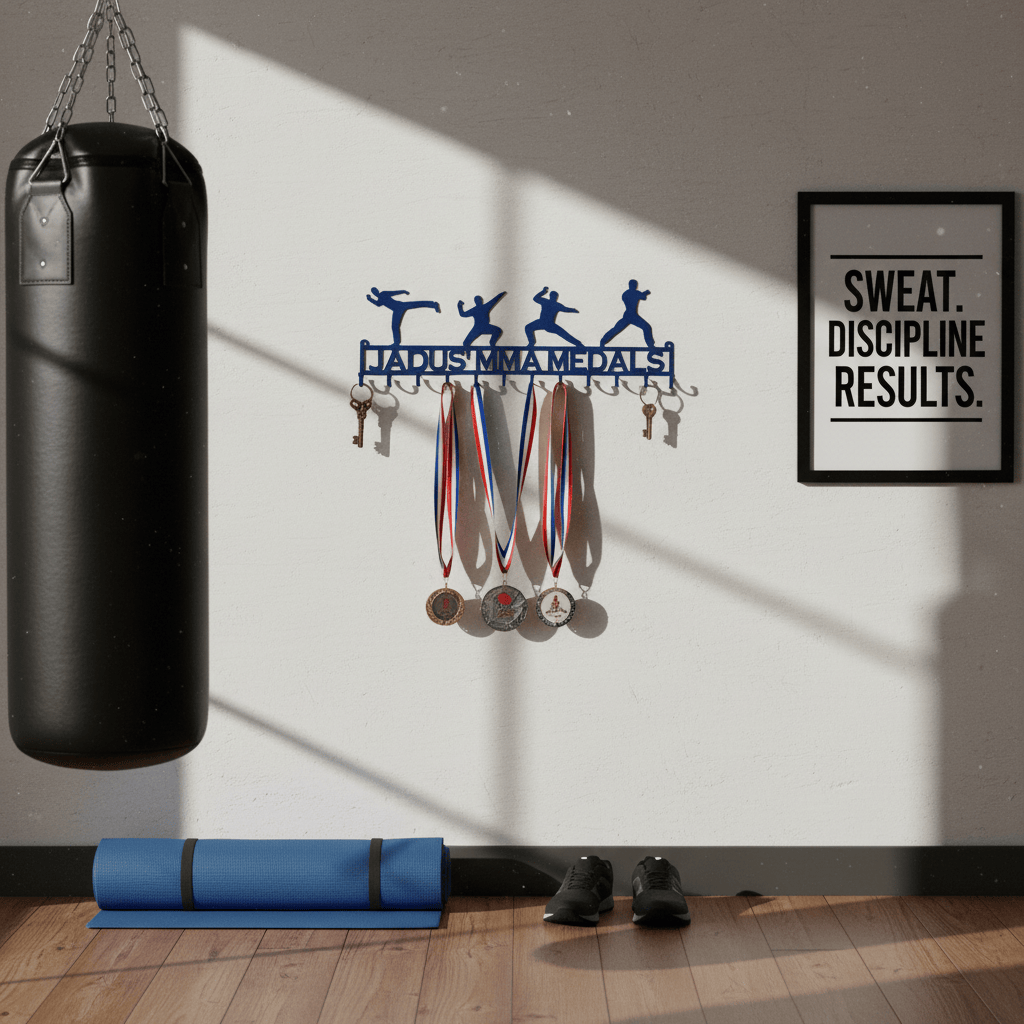 Rusty Rooster Fabrication & Design Home Decor Martial arts posses with Custom Text Box and 12 Hooks (I15)