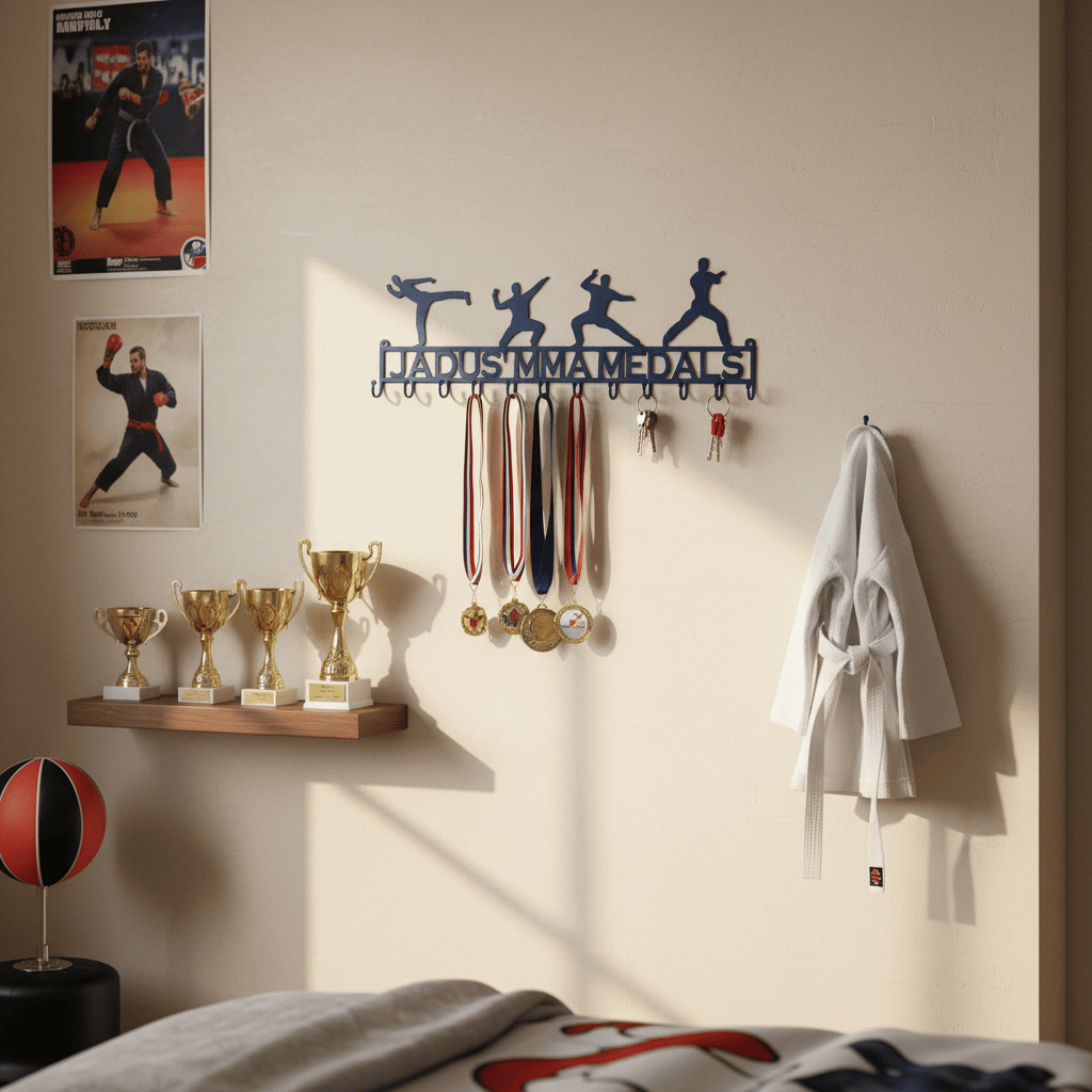 Rusty Rooster Fabrication & Design Home Decor Martial arts posses with Custom Text Box and 12 Hooks (I15)