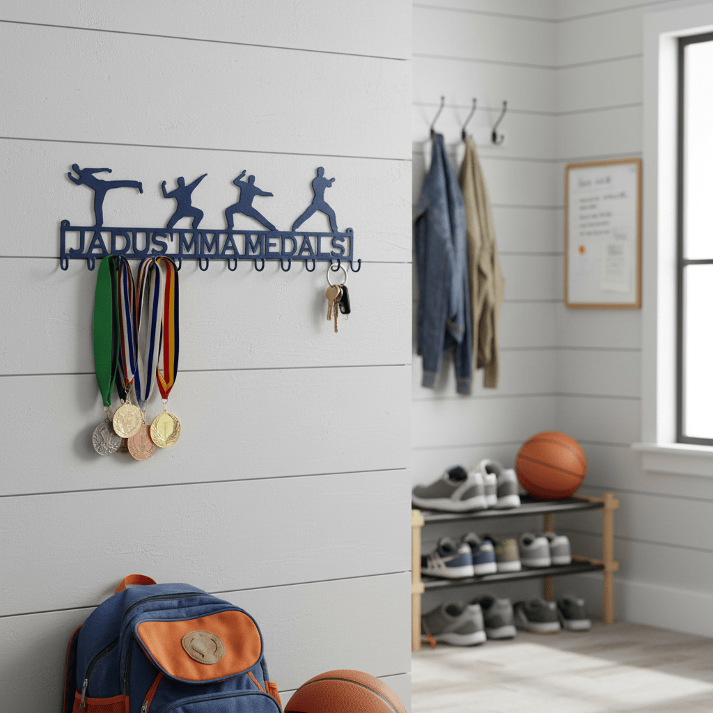 Rusty Rooster Fabrication & Design Home Decor Martial arts posses with Custom Text Box and 12 Hooks (I15)