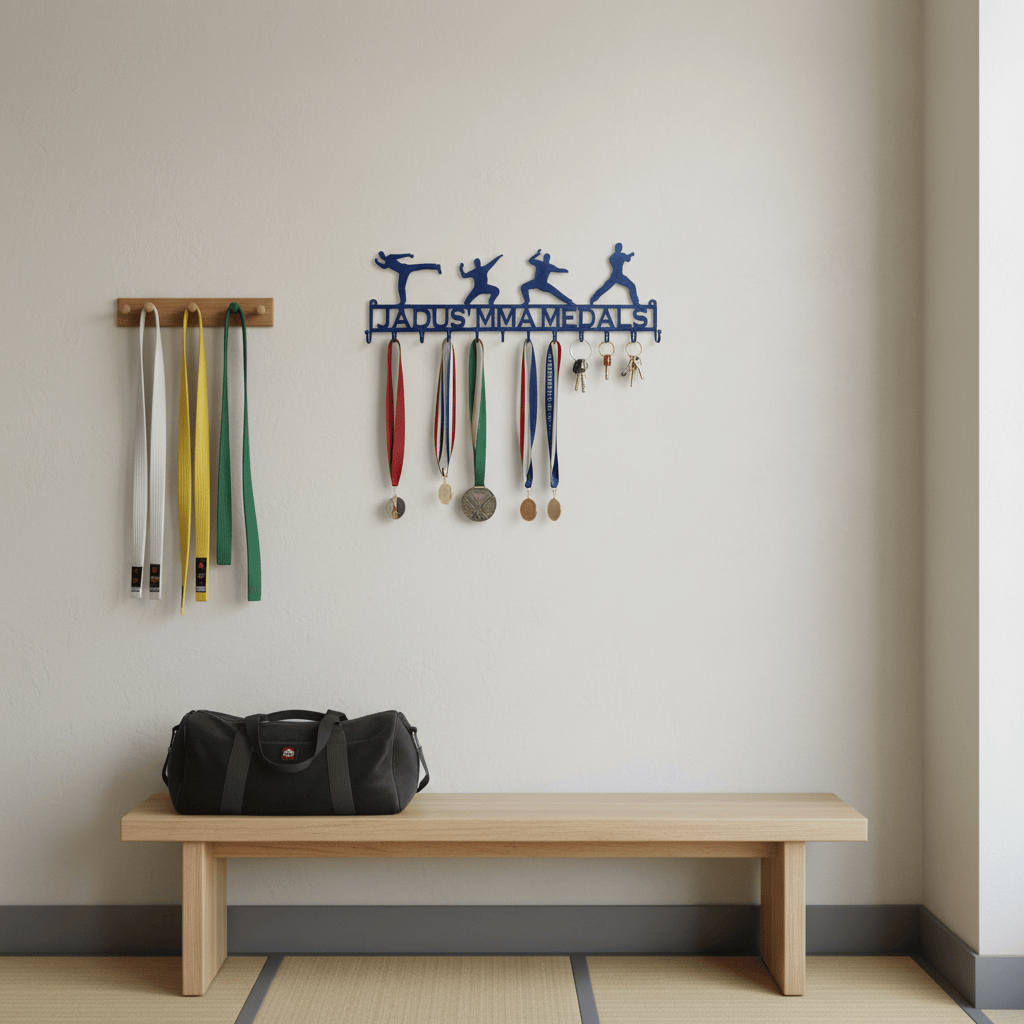 Rusty Rooster Fabrication & Design Home Decor Martial arts posses with Custom Text Box and 12 Hooks (I15)