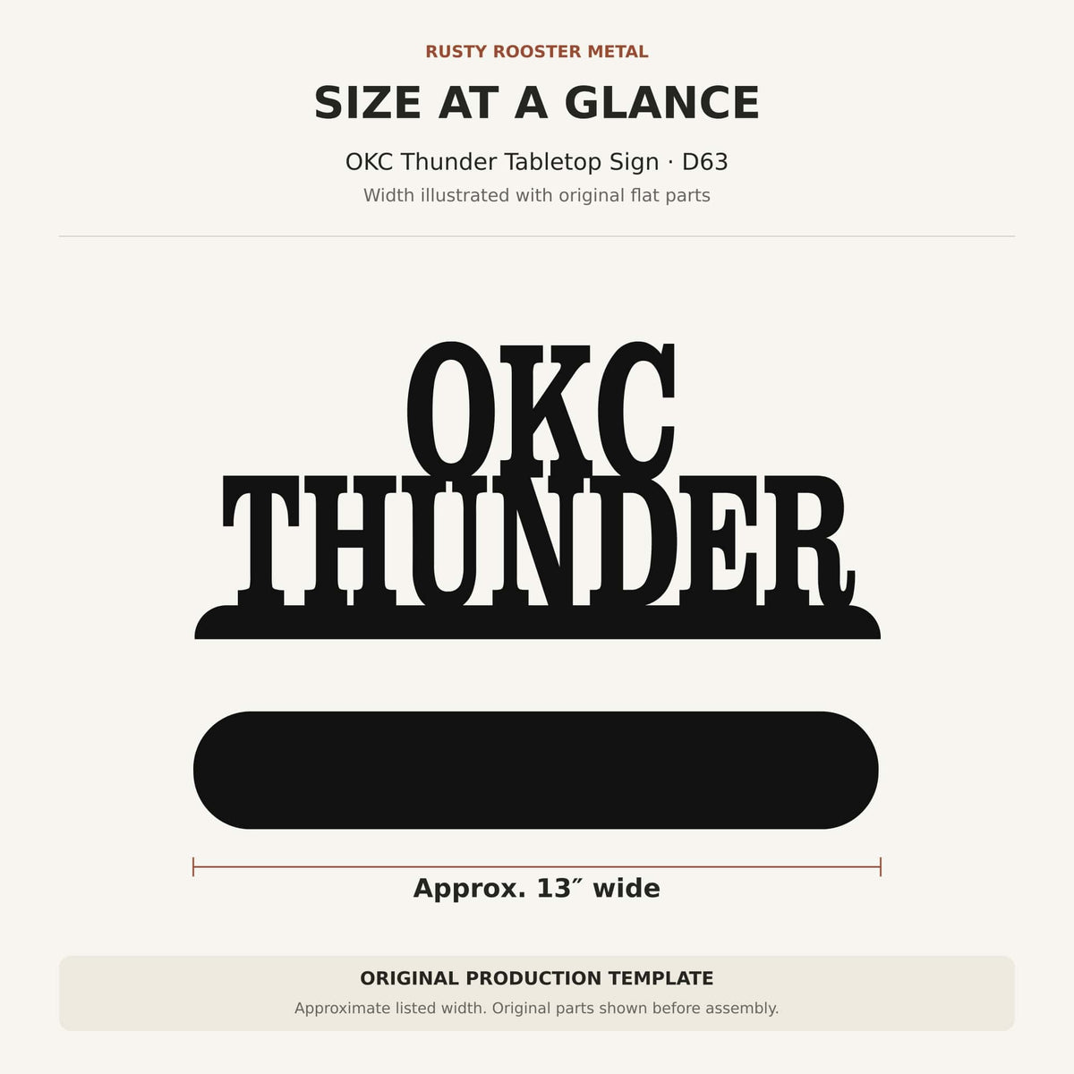 Rusty Rooster Fabrication & Design Home Decor OKC Thunder Freestanding Metal Tabletop Sign (D63)
