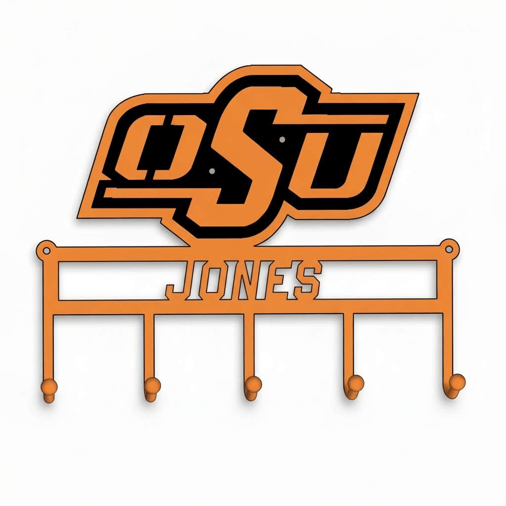 Rusty Rooster Fabrication & Design Home Decor OSU Key Holder with Personalized Name Field Oklahoma State (C45)