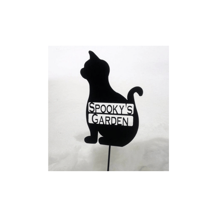 Rusty Rooster Fabrication & Design Home Decor Personalized Cat Garden Stake – Metal Art Tribute for Pet’s Garden (V2)