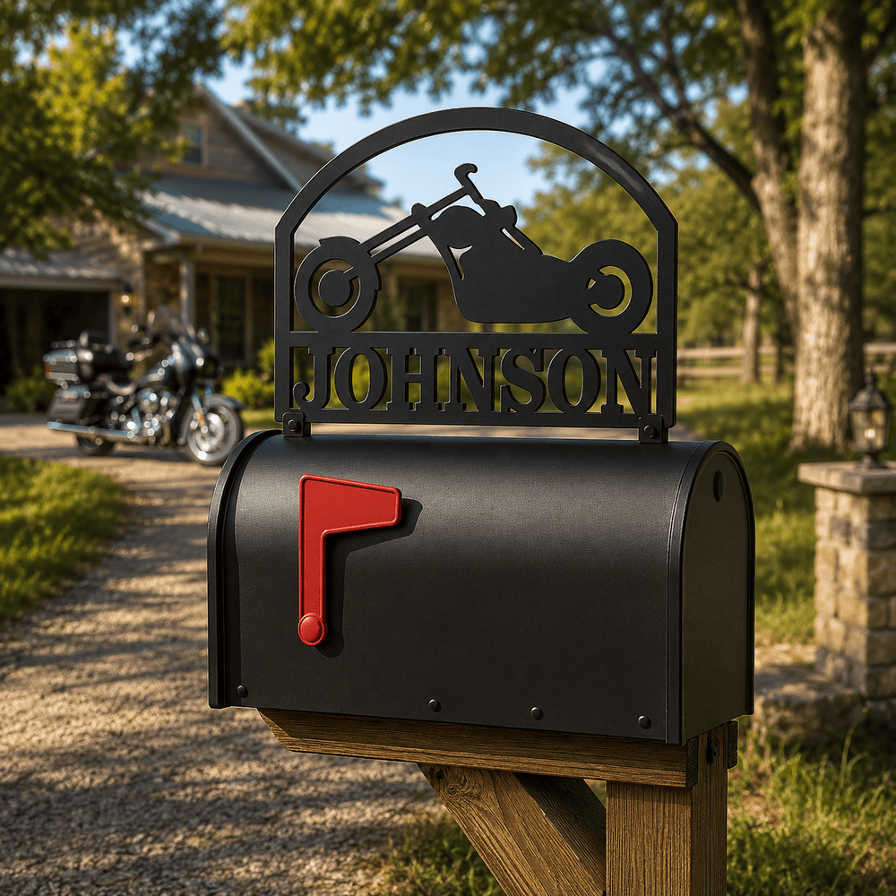 Rusty Rooster Fabrication & Design Home Decor Personalized Chopper Motorcycle Mailbox Topper (Z63)
