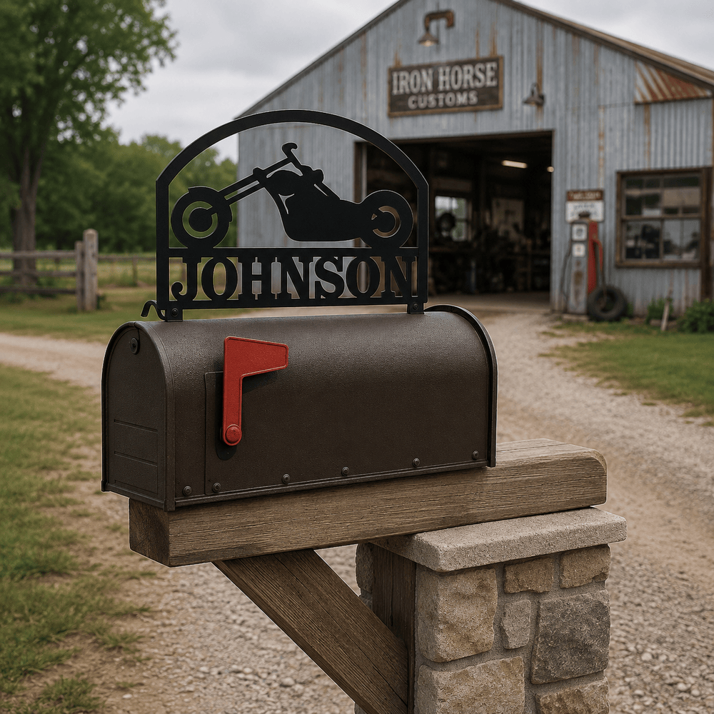 Rusty Rooster Fabrication & Design Home Decor Personalized Chopper Motorcycle Mailbox Topper (Z63)
