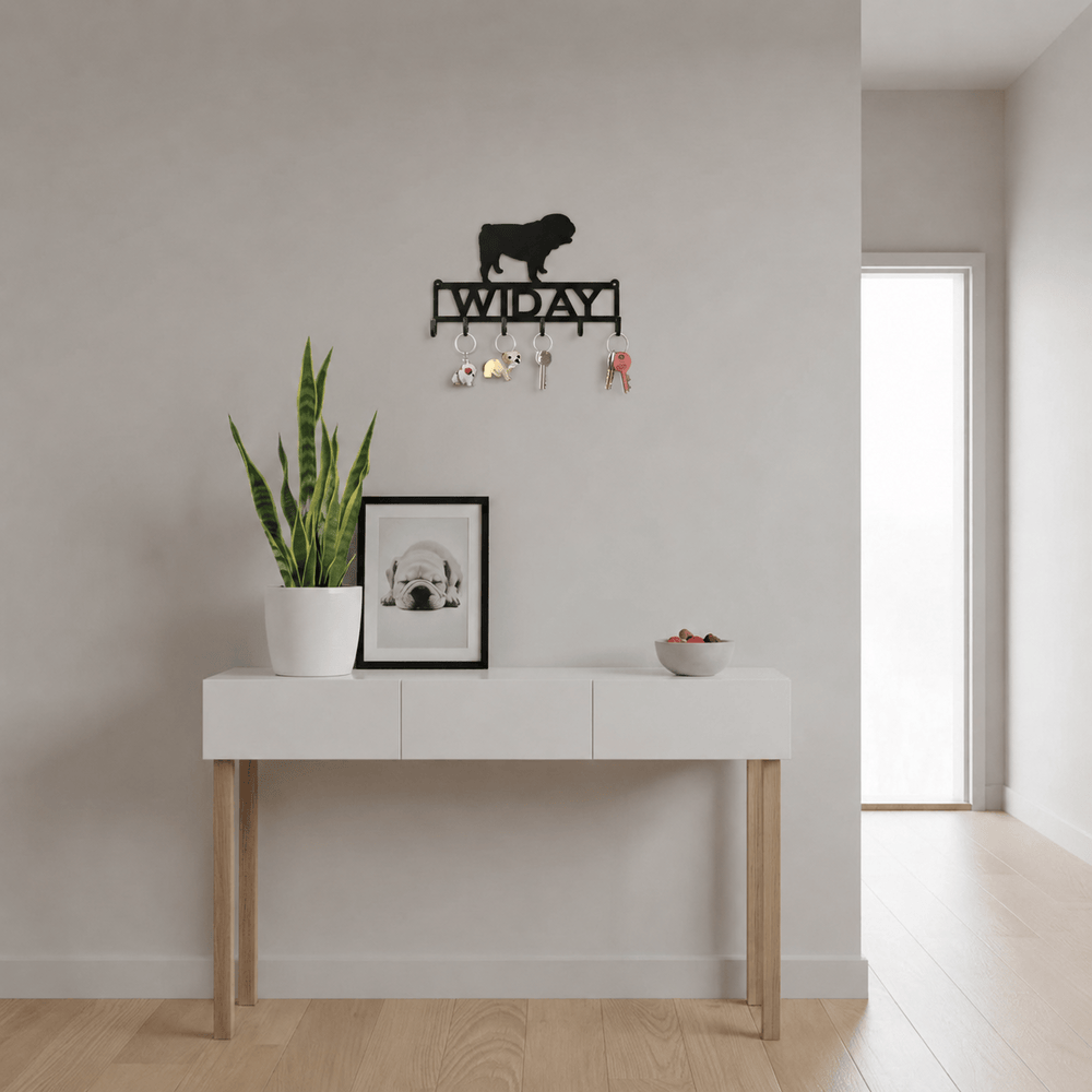 Rusty Rooster Fabrication & Design Home Decor Personalized English Bulldog Key Holder – Custom Dog Name Metal Rack (P25)